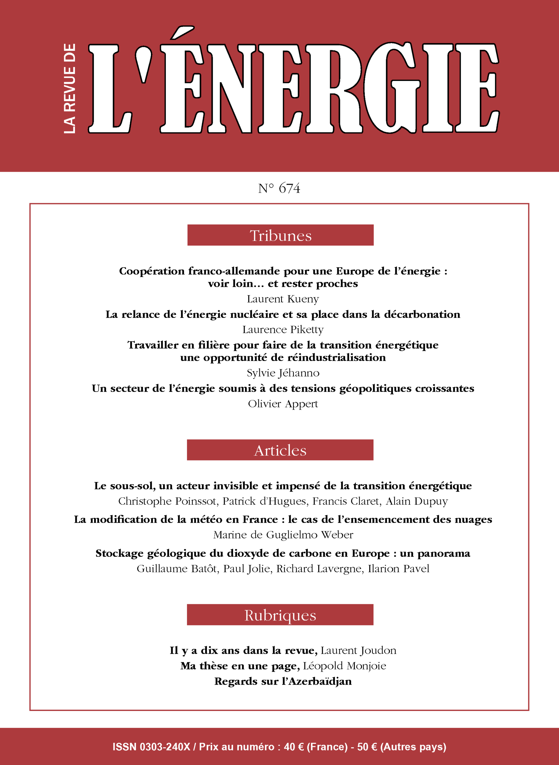 La Revue de l’Énergie n°674